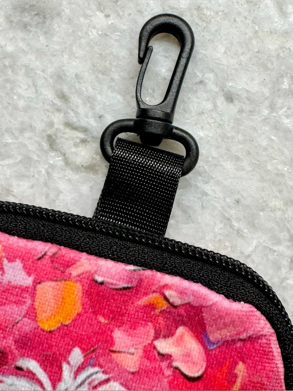 New Maltese Pink Zip Bag Dog Walk Treat Accessory Pouch w/ Clip & Charm - 4”x4”